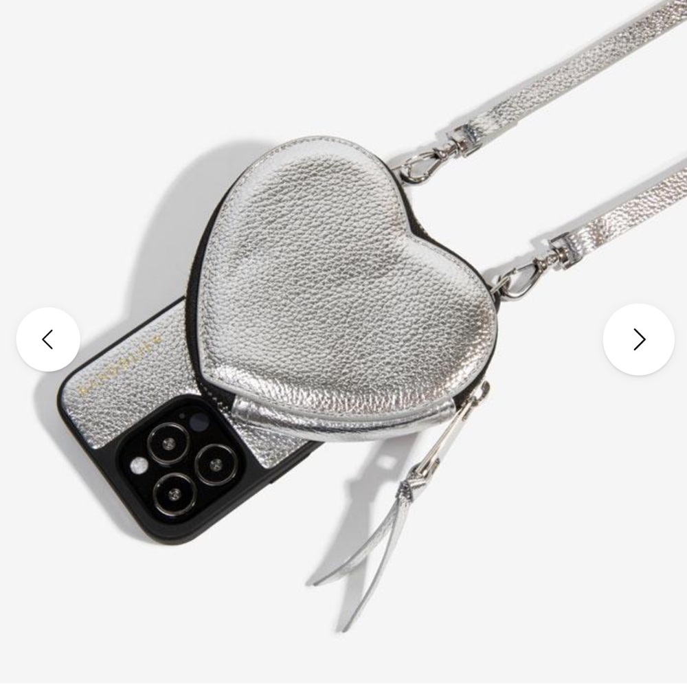 Bandolier Willa Metallic Silver Pebble Leather Cross Body iPhone 13 Pro Max